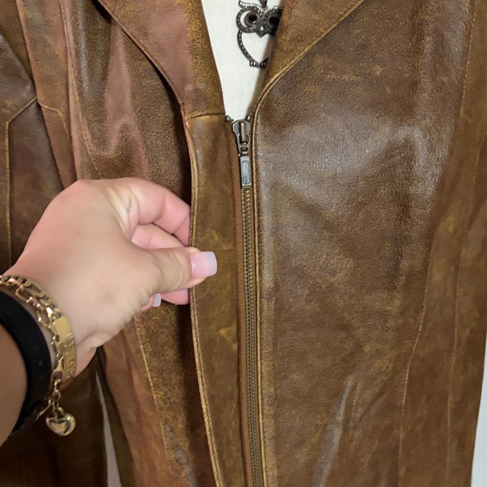 Q.U.E. Brown Leather Women's Jacket - Picture 4 of 10